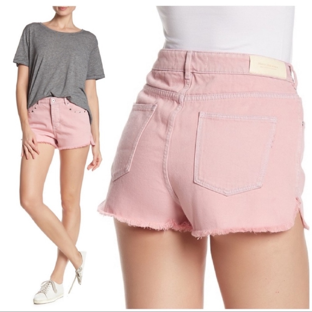Scotch & Soda Amsterdam Blauw Never Look Back Pink Denim Shorts Size 29